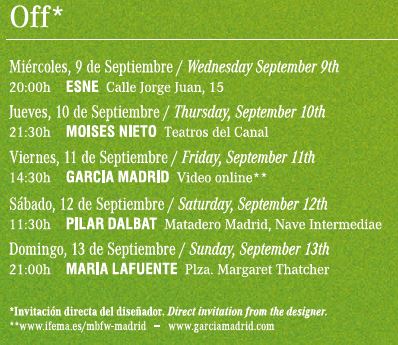 Mercedes-Benz Fashion Week Madrid, MBFWM, MBFWMadrid, Samsung EGO, calendario