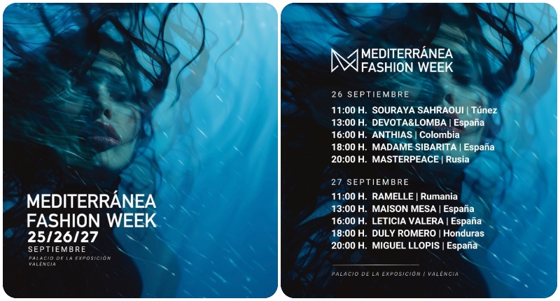 Agenda de desfiles de la Mediterránea Fashion Week en septiembre de 2025.