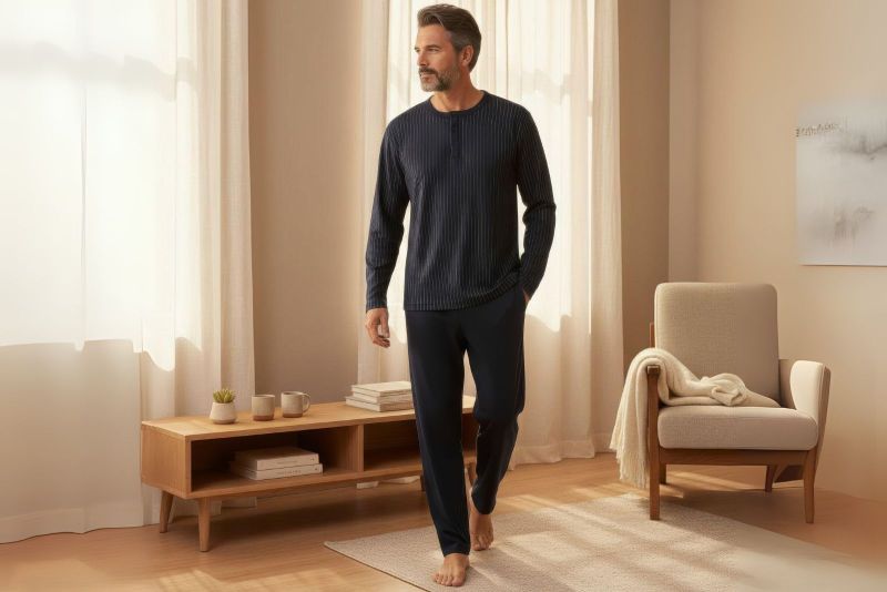 Los pijamas para hombre de ZD Zero Defects reflejan la filosofía de la marca, con prendas de descanso premium y diseño atemporal.