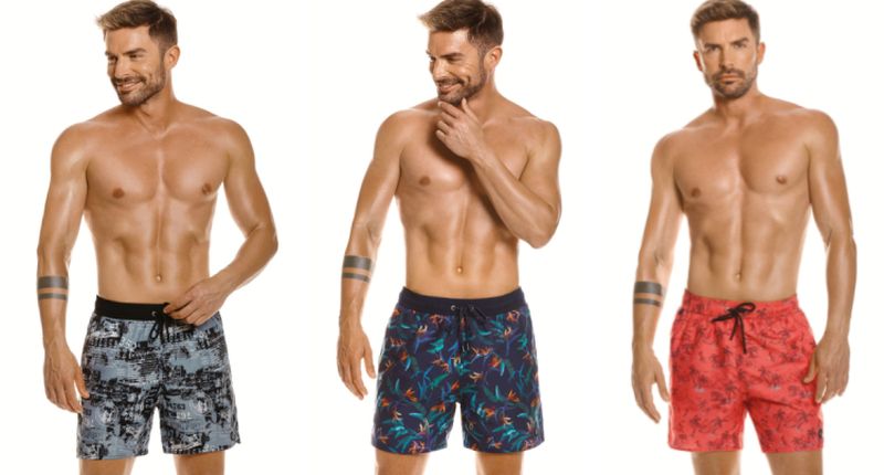 Finalmente, cuenta con una línea de moda baño masculina.