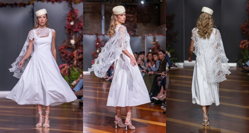 El look de novia presentado es, sin duda, una declaración de elegancia contemporánea con un fuerte guiño artesanal.